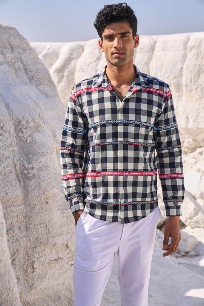 TAPE CHECK SHIRT - dash and dot dash and dot