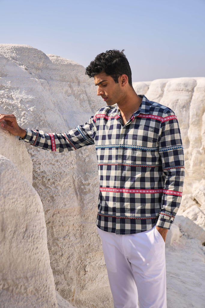 TAPE CHECK SHIRT - dash and dot dash and dot