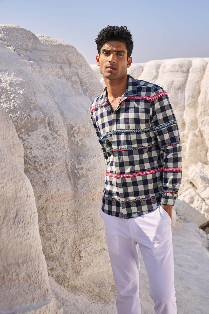 TAPE CHECK SHIRT - dash and dot dash and dot