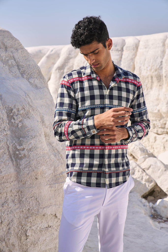 TAPE CHECK SHIRT - dash and dot dash and dot