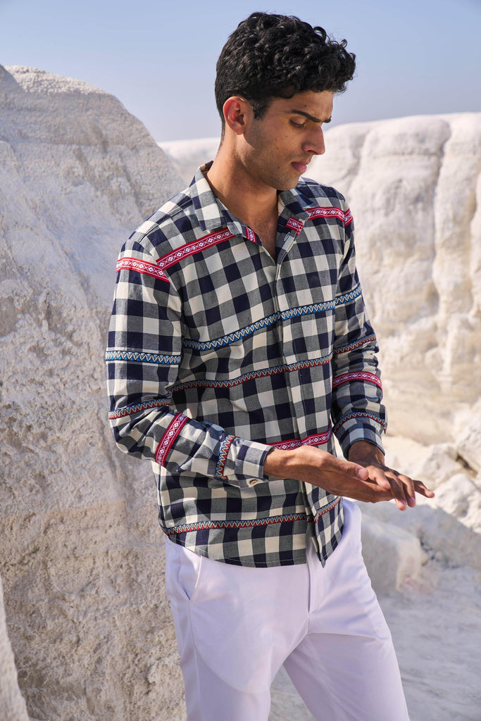 TAPE CHECK SHIRT - dash and dot dash and dot