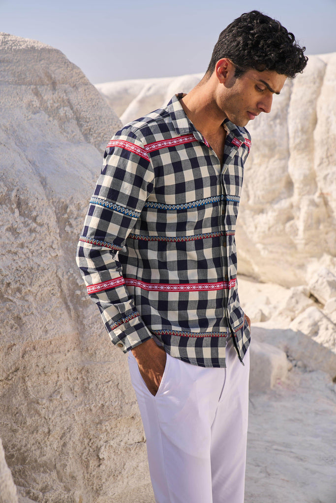 TAPE CHECK SHIRT - dash and dot dash and dot