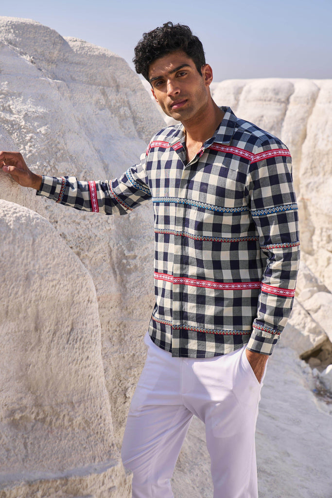 TAPE CHECK SHIRT - dash and dot dash and dot