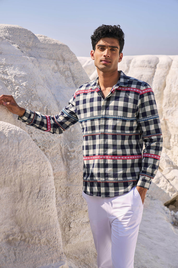 TAPE CHECK SHIRT - dash and dot dash and dot