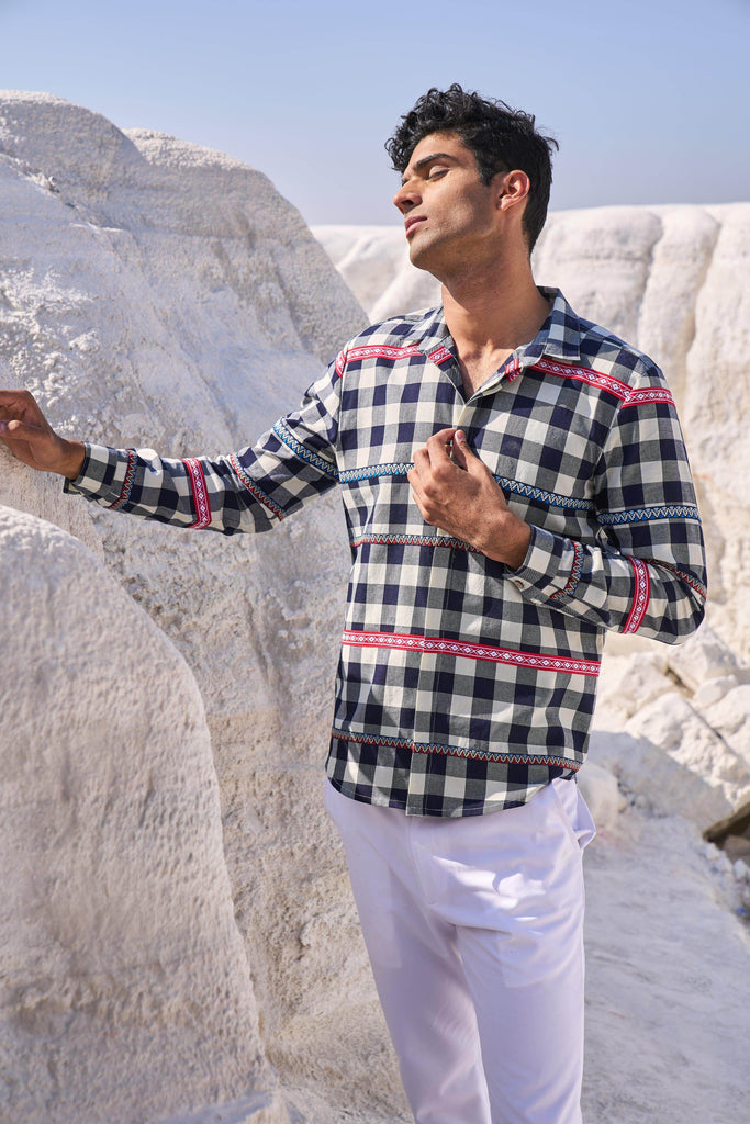 TAPE CHECK SHIRT - dash and dot dash and dot