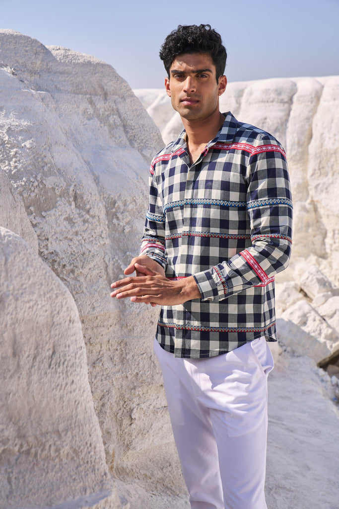 TAPE CHECK SHIRT - dash and dot dash and dot