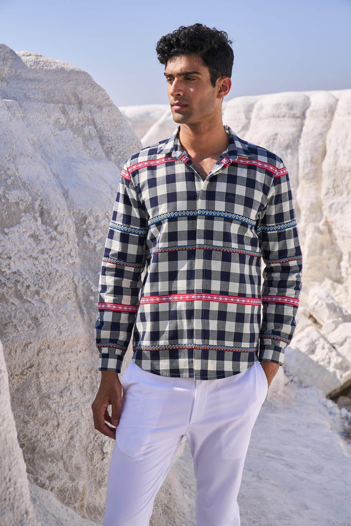 TAPE CHECK SHIRT - dash and dot dash and dot