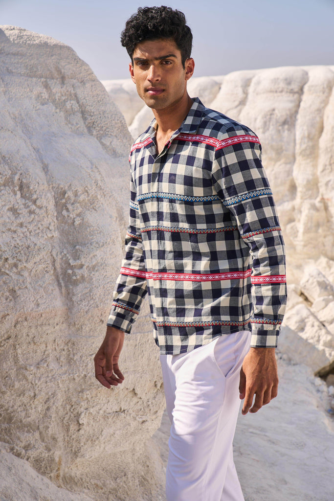 TAPE CHECK SHIRT - dash and dot dash and dot