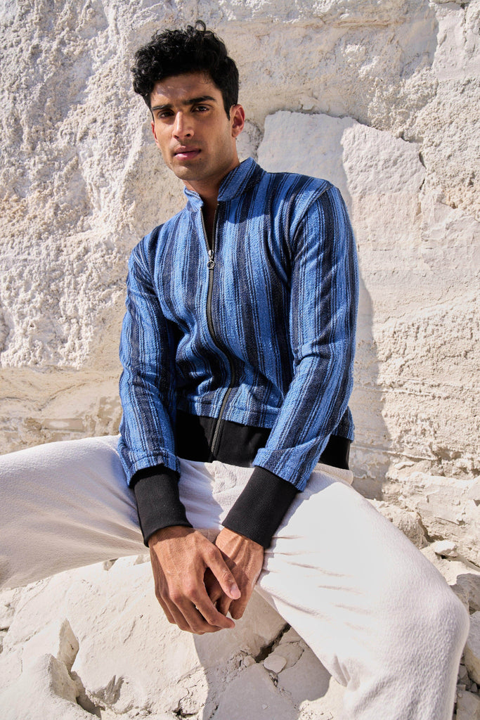 KNIT STRIPE BOMBER JACKET - dash and dot dash and dot