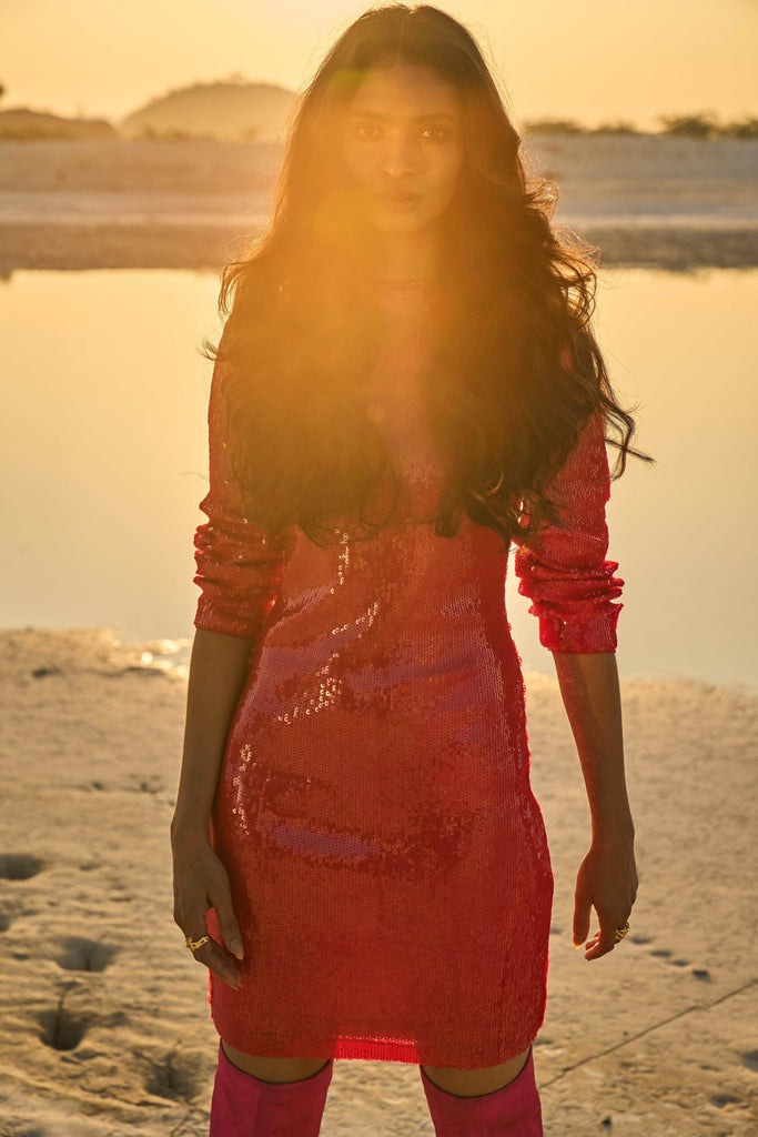 RED SEQUIN DRESS - dash and dot dash and dot