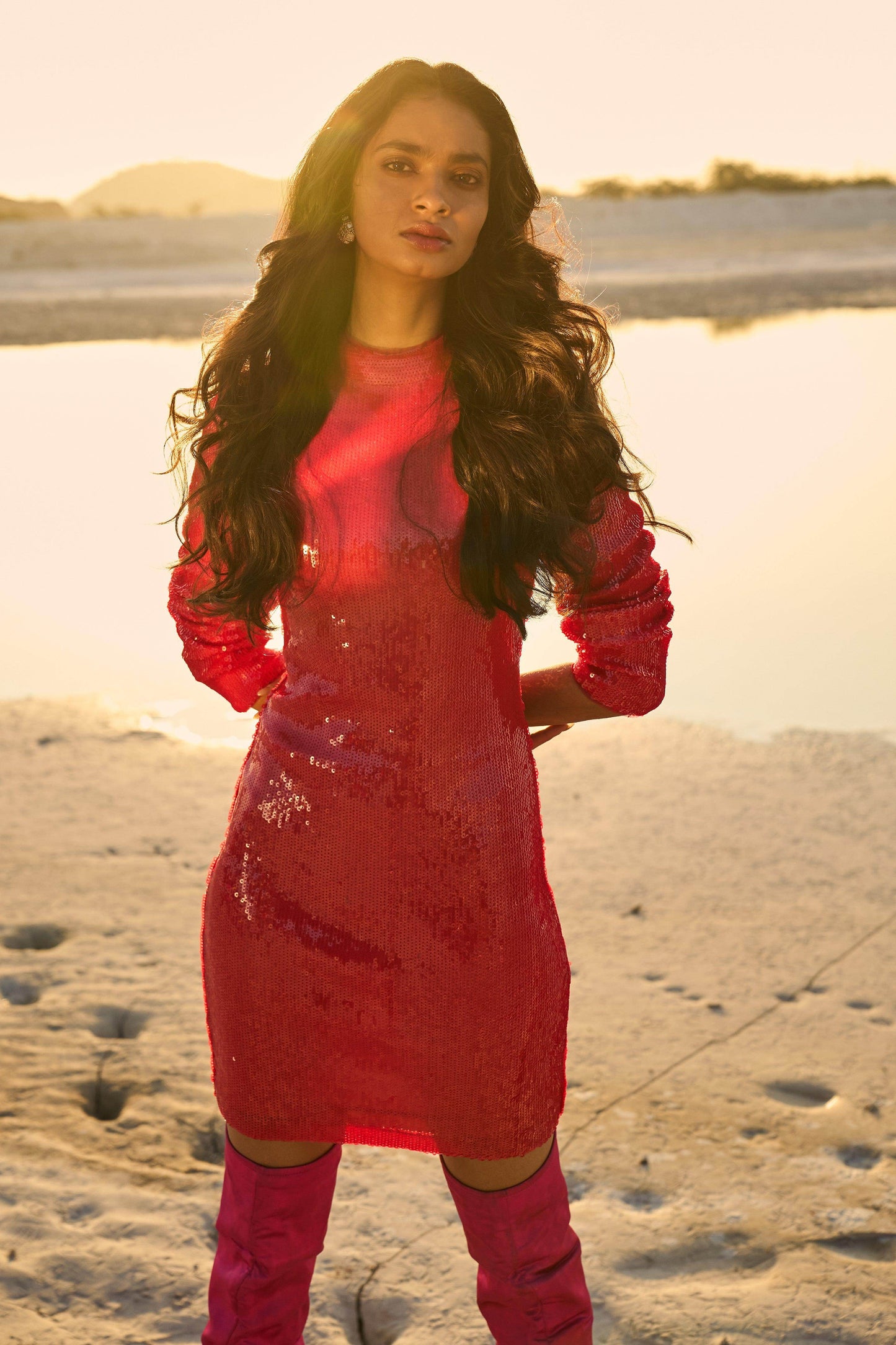 RED SEQUIN DRESS - dash and dot