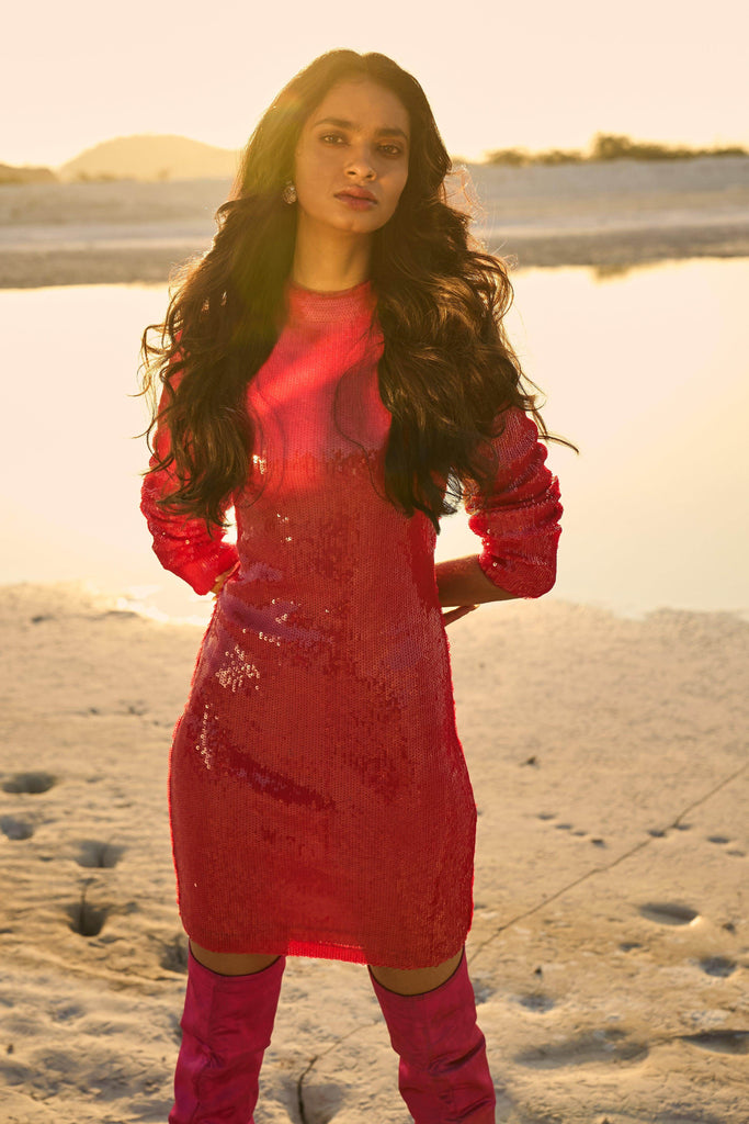 RED SEQUIN DRESS - dash and dot dash and dot