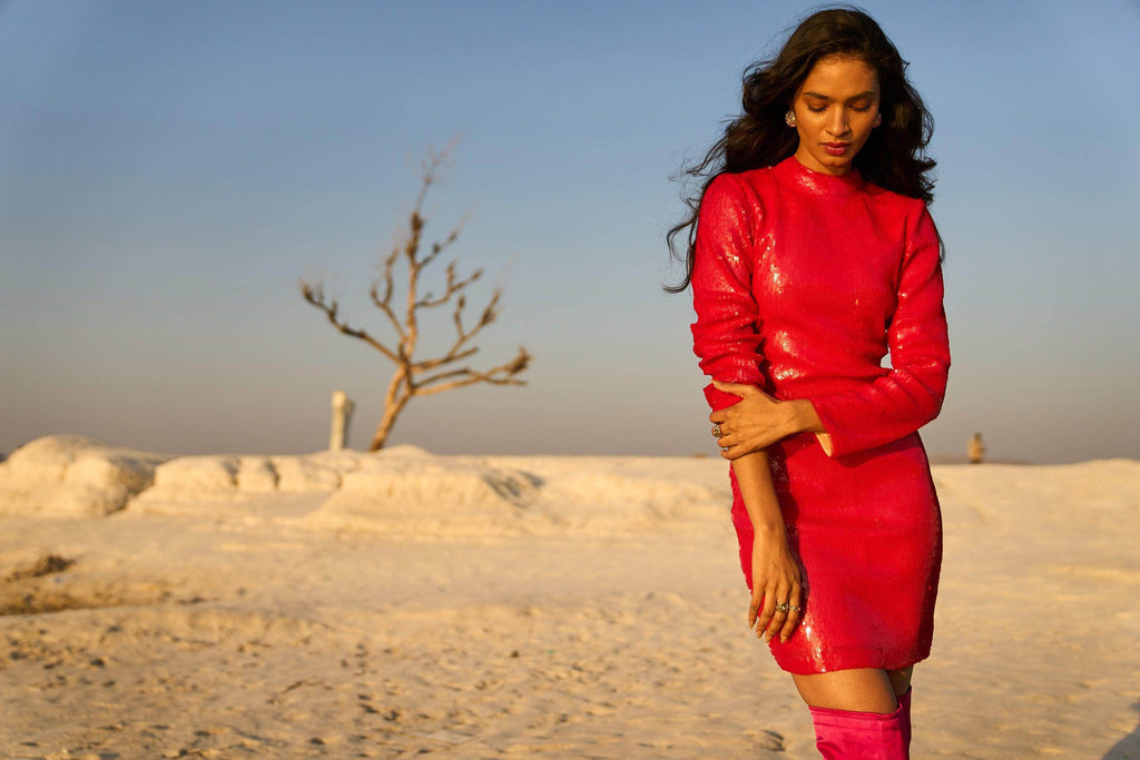 RED SEQUIN DRESS - dash and dot dash and dot