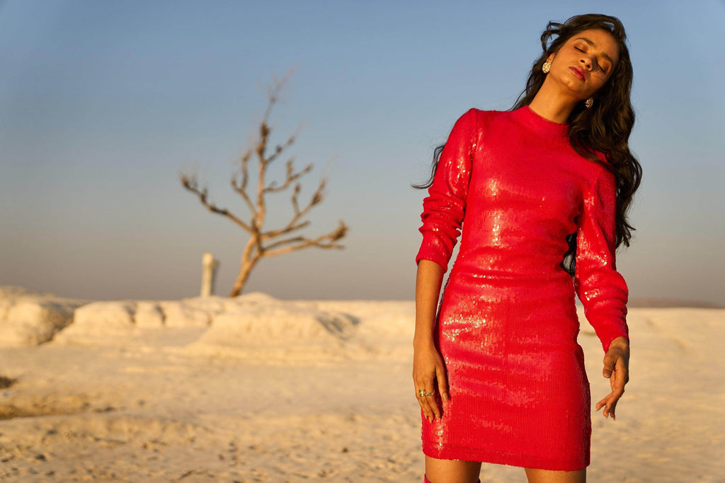 RED SEQUIN DRESS - dash and dot dash and dot