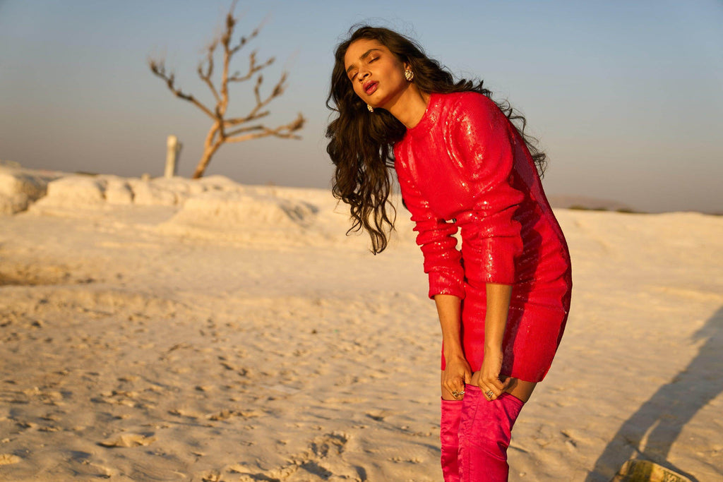 RED SEQUIN DRESS - dash and dot dash and dot