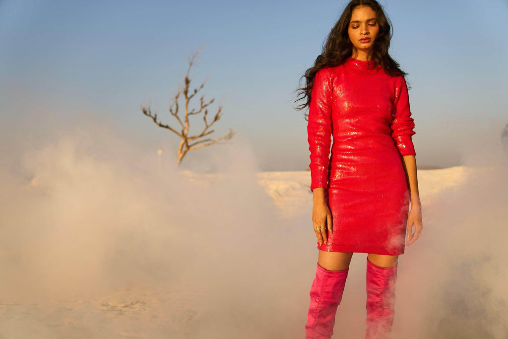 RED SEQUIN DRESS - dash and dot dash and dot