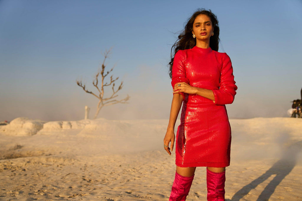 RED SEQUIN DRESS - dash and dot dash and dot