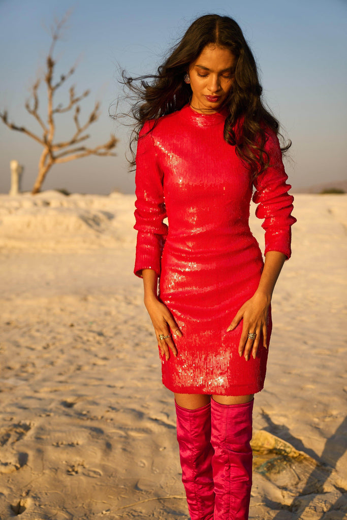RED SEQUIN DRESS - dash and dot dash and dot
