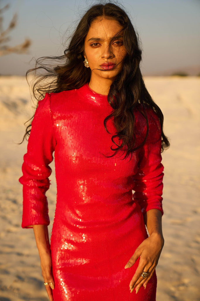 RED SEQUIN DRESS - dash and dot dash and dot