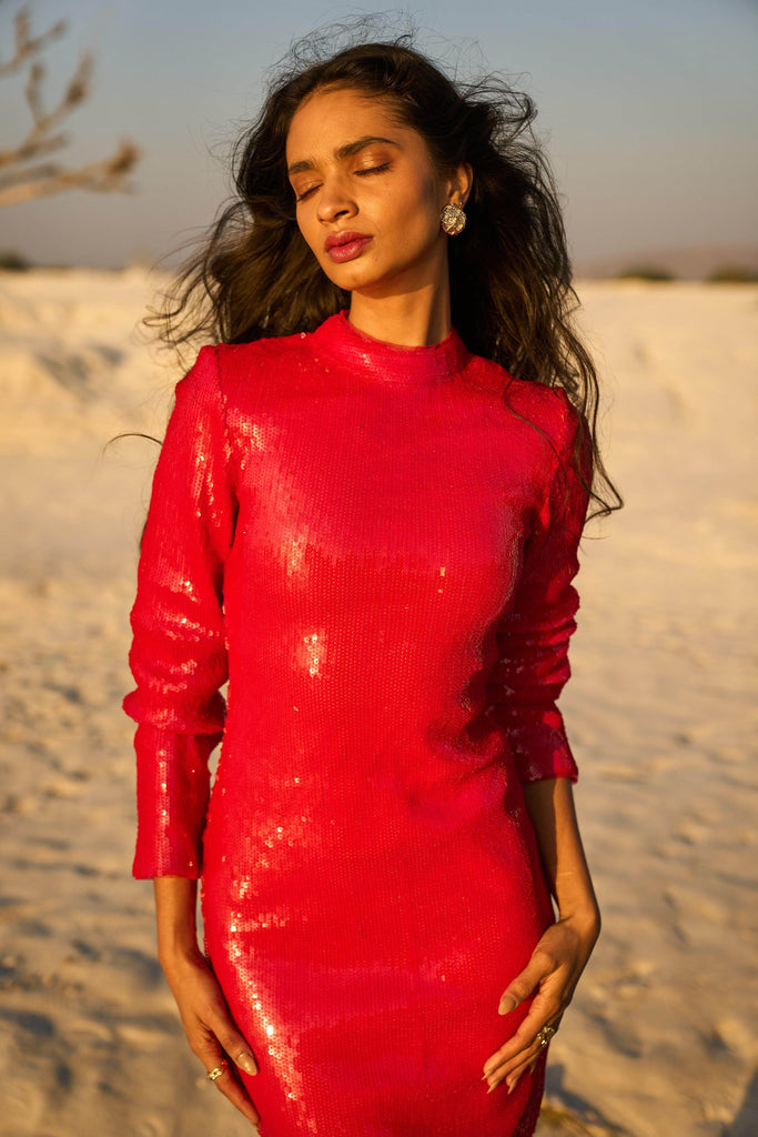 RED SEQUIN DRESS - dash and dot dash and dot