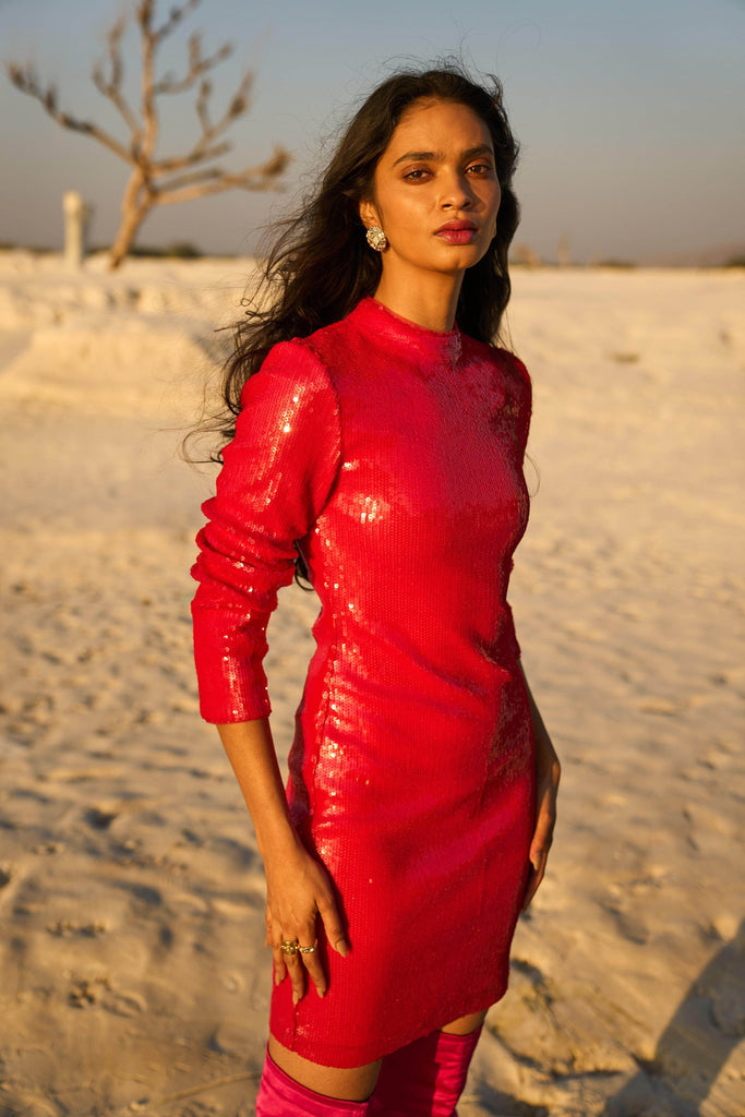 RED SEQUIN DRESS - dash and dot dash and dot