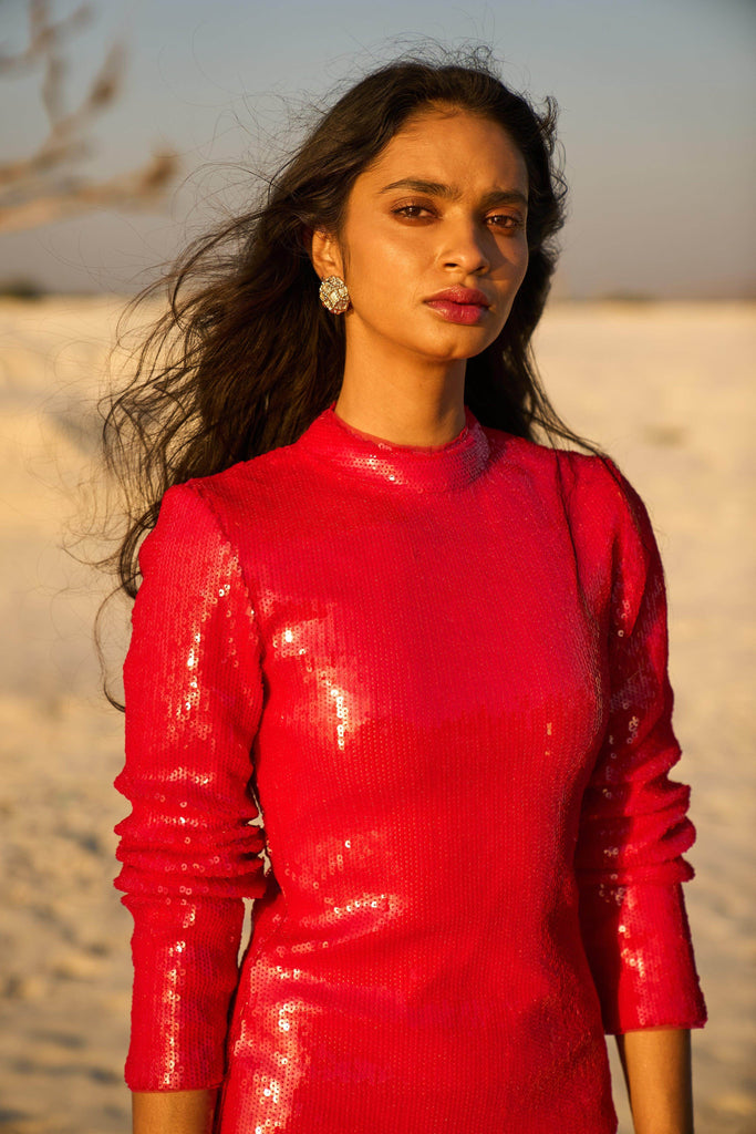 RED SEQUIN DRESS - dash and dot dash and dot