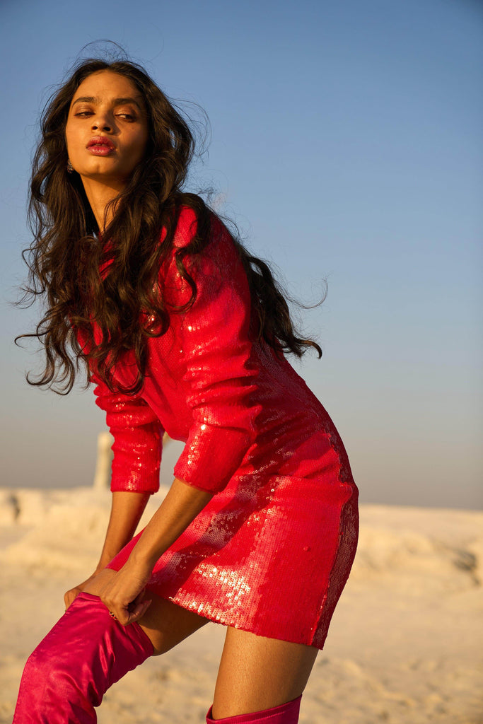 RED SEQUIN DRESS - dash and dot dash and dot