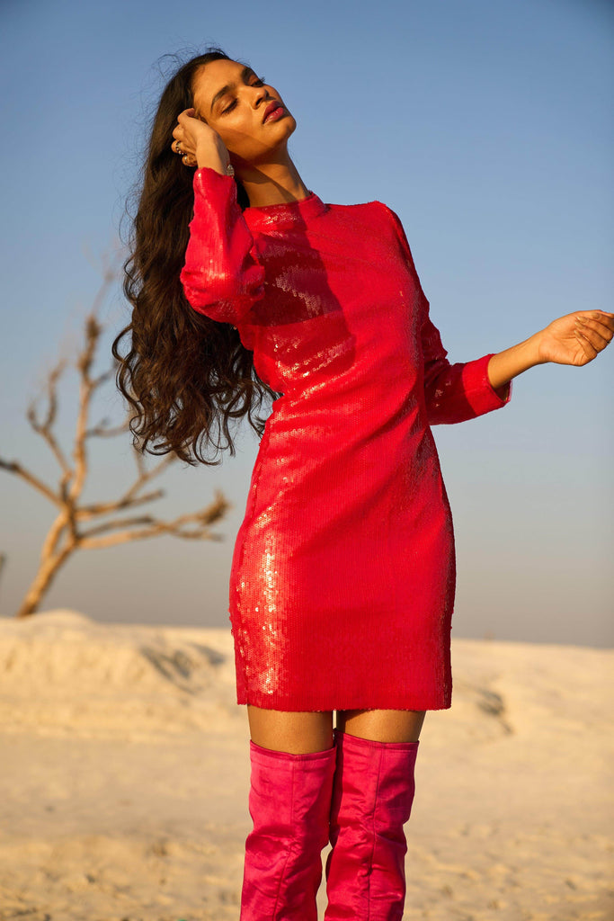 RED SEQUIN DRESS - dash and dot dash and dot