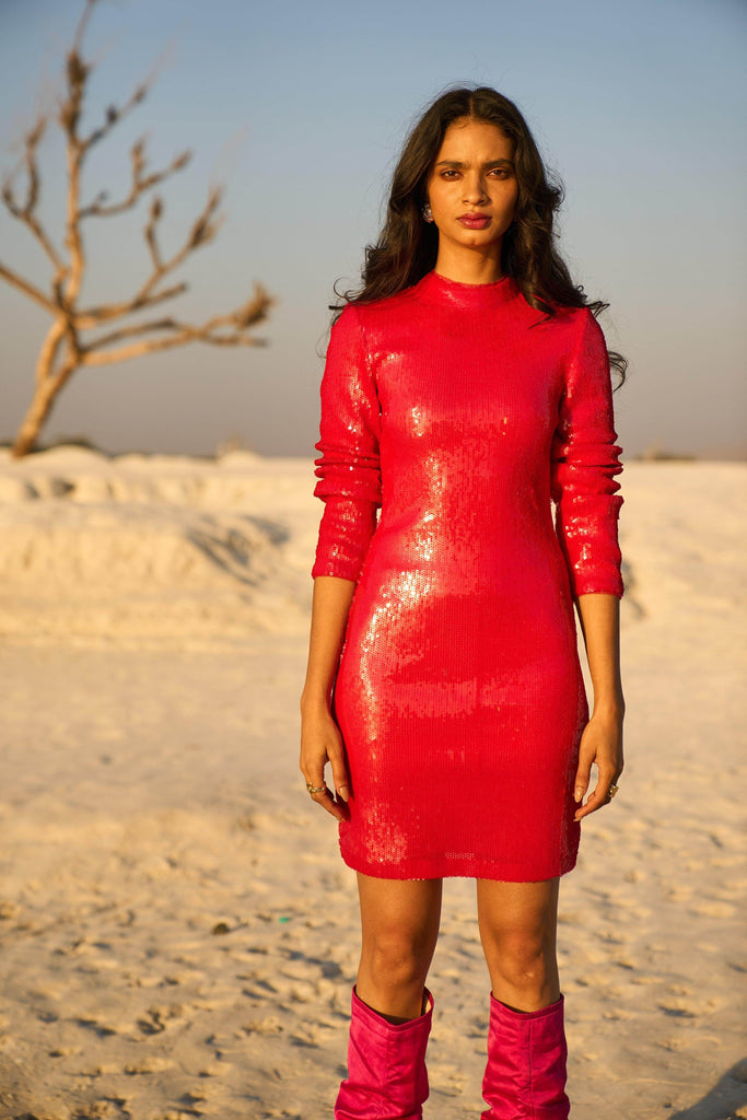 RED SEQUIN DRESS - dash and dot dash and dot