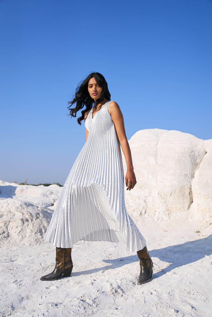 SILVER PLEATED MAXI - dash and dot dash and dot