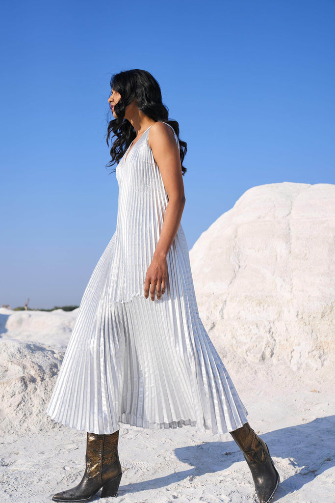 SILVER PLEATED MAXI - dash and dot dash and dot