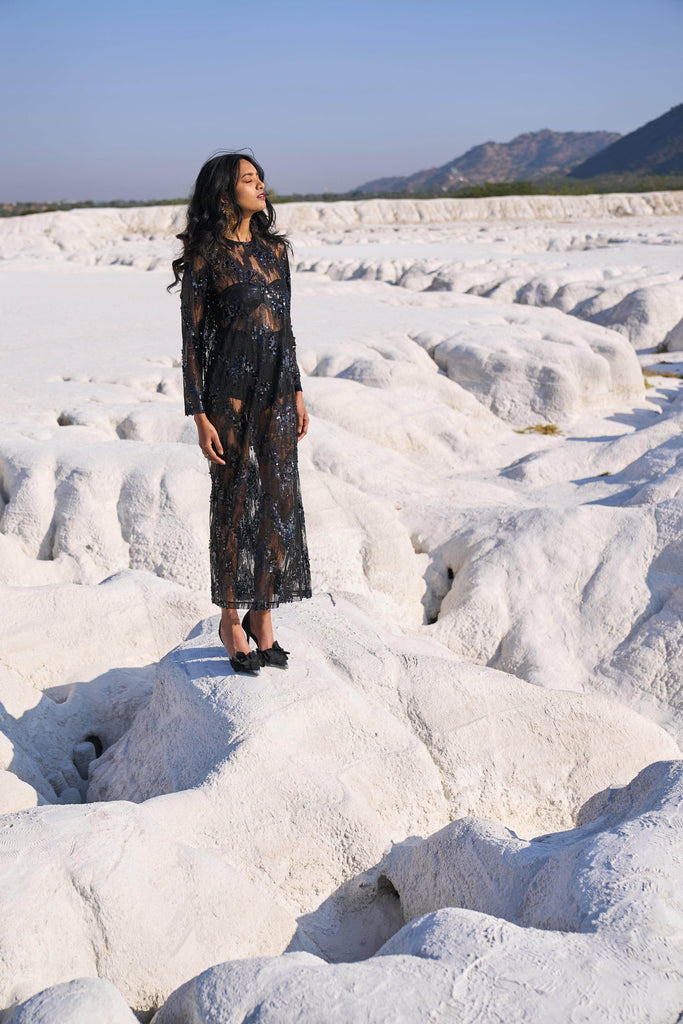 SHEER SEQUIN DRESS - dash and dot dash and dot