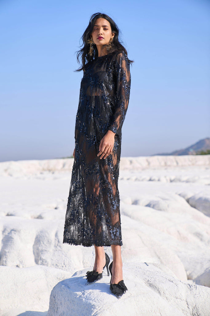 SHEER SEQUIN DRESS - dash and dot dash and dot