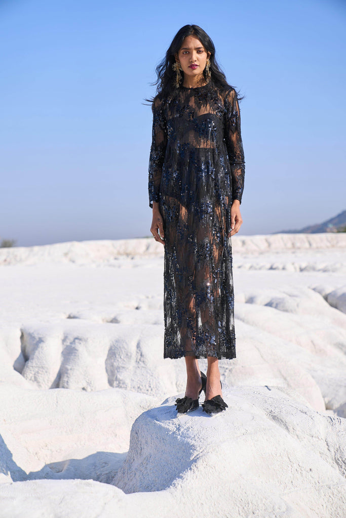 SHEER SEQUIN DRESS - dash and dot dash and dot