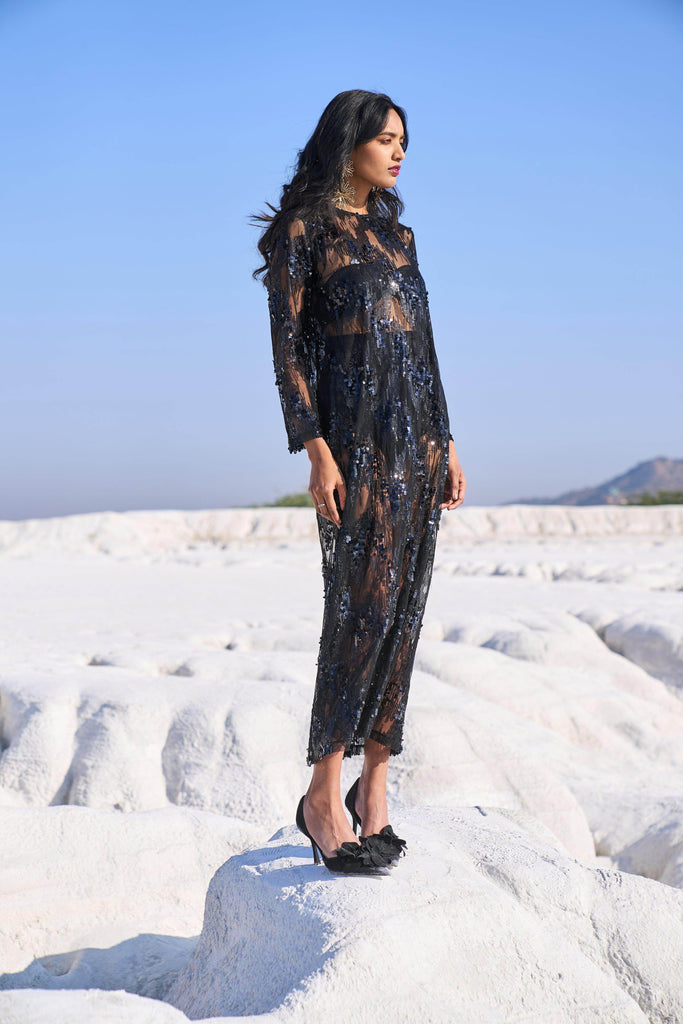 SHEER SEQUIN DRESS - dash and dot dash and dot