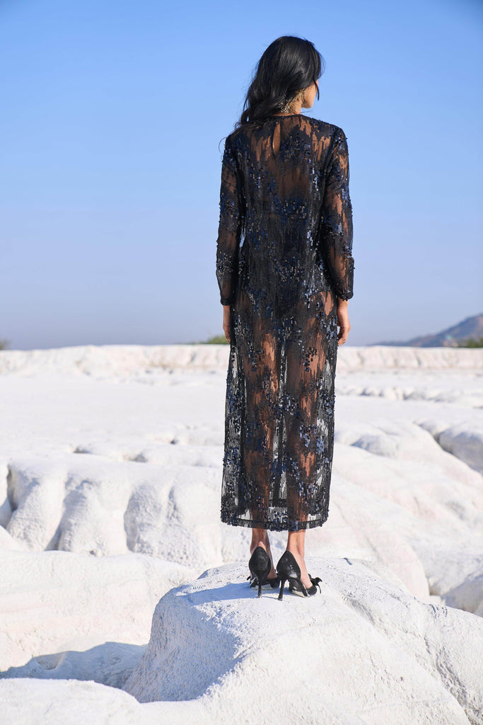 SHEER SEQUIN DRESS - dash and dot dash and dot