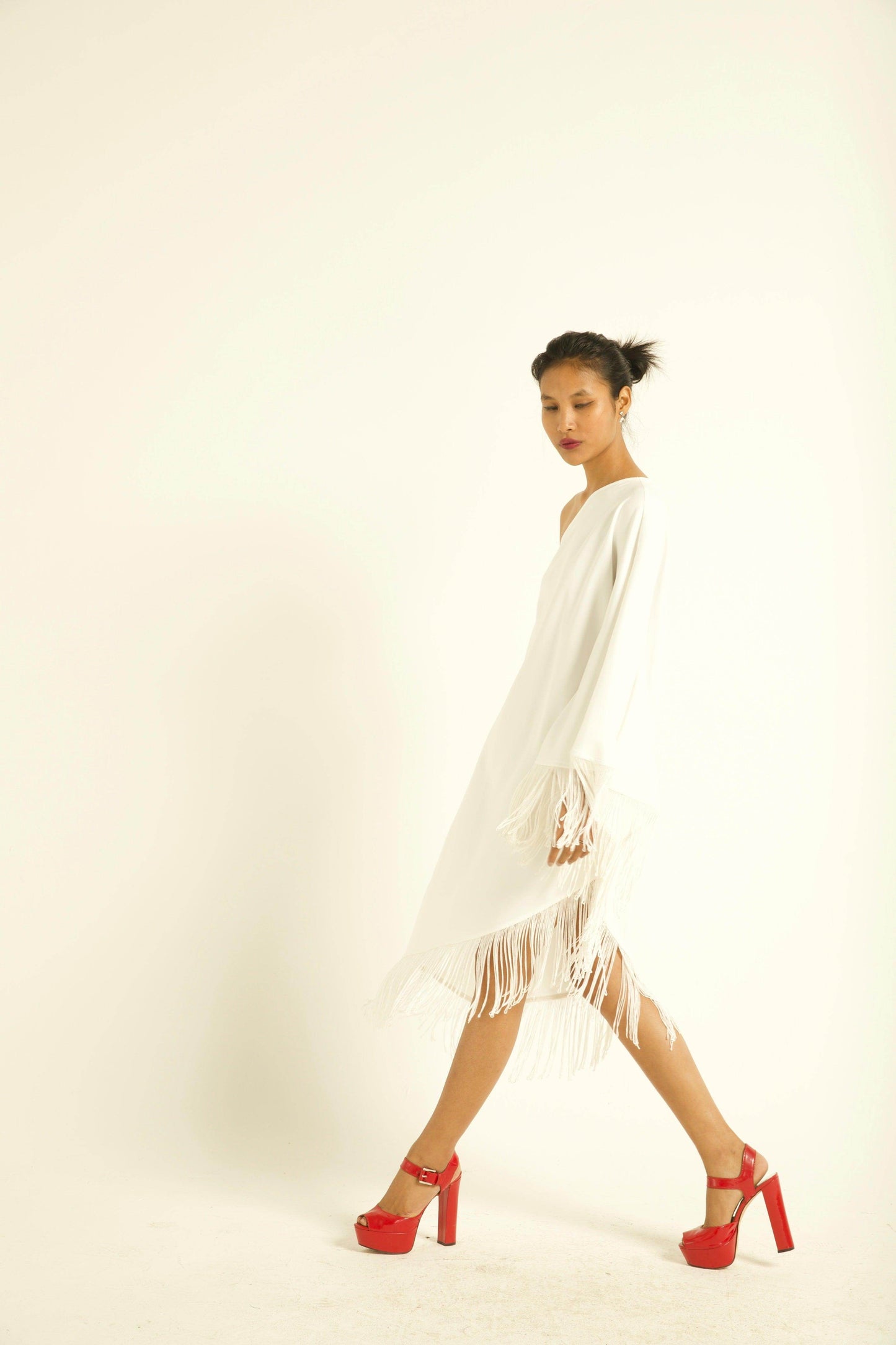 ONE SHOULDER FRINGE DRESS - dash and dot