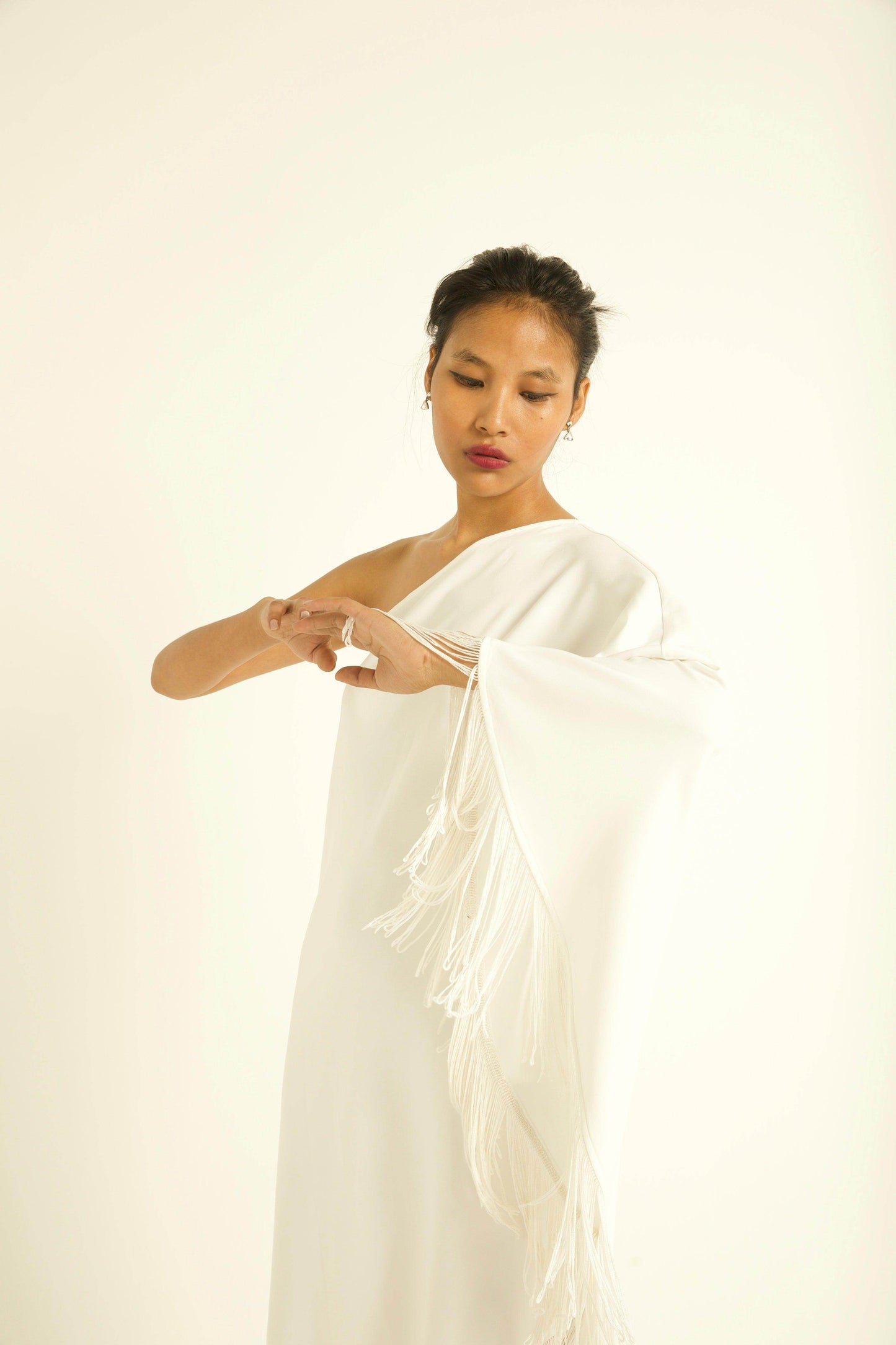 ONE SHOULDER FRINGE DRESS - dash and dot