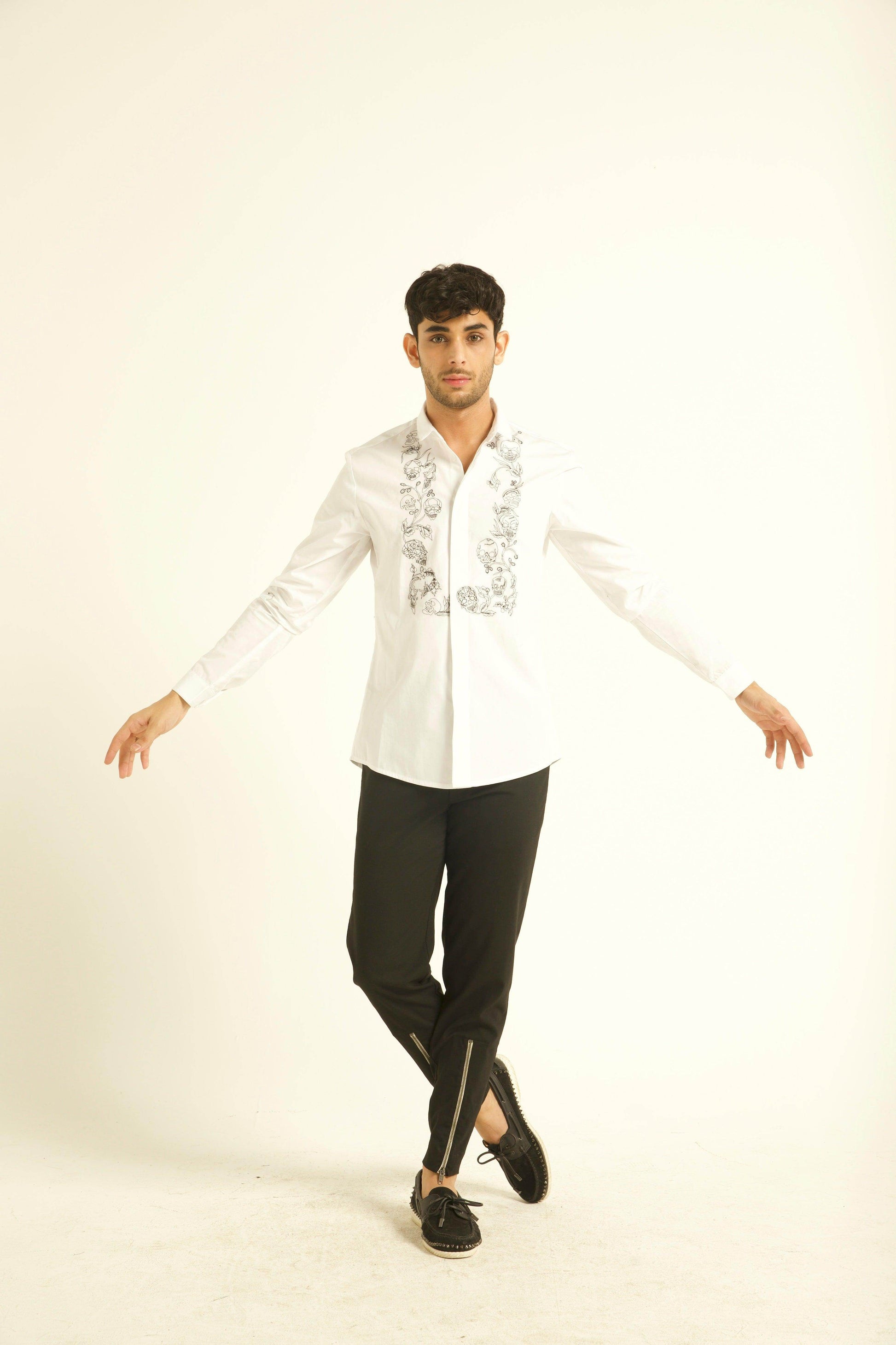 EMBROIDERED BIB SHIRT - dash and dot