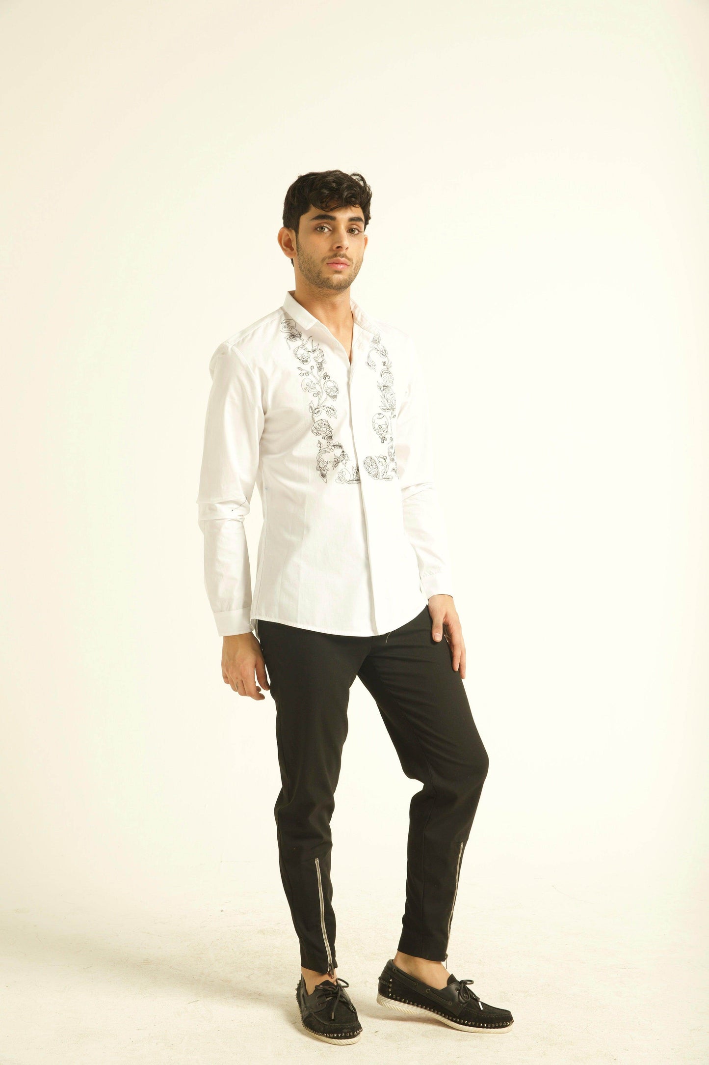 EMBROIDERED BIB SHIRT - dash and dot