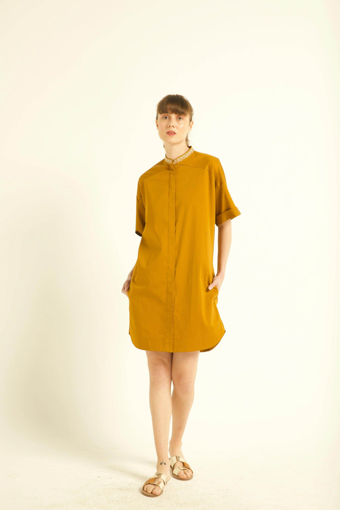 MOTIF EMBROIDERED SHIRT DRESS - dash and dot dash and dot