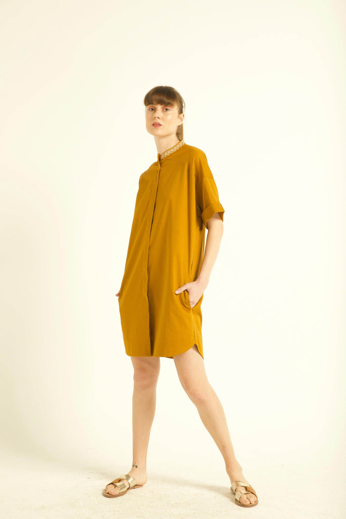 MOTIF EMBROIDERED SHIRT DRESS - dash and dot dash and dot