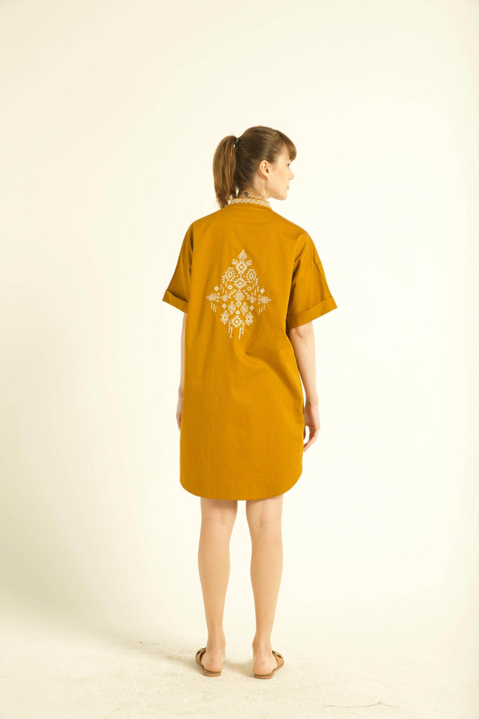 MOTIF EMBROIDERED SHIRT DRESS - dash and dot dash and dot