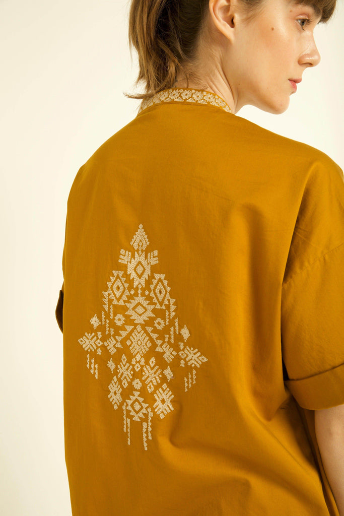 MOTIF EMBROIDERED SHIRT DRESS - dash and dot dash and dot