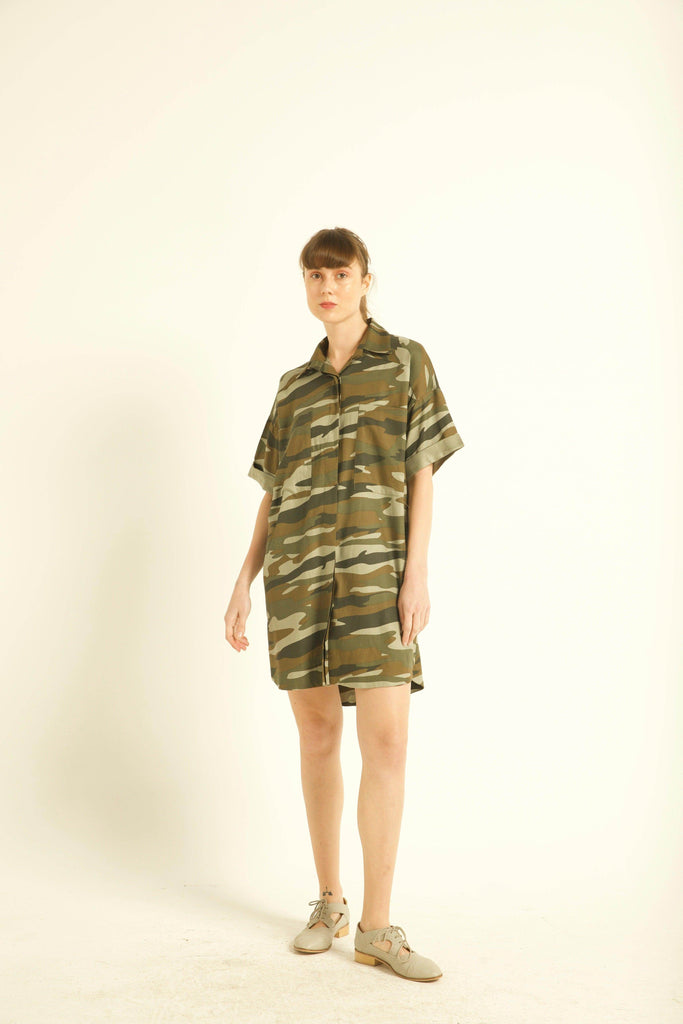 CAMO SHIRT DRESS - dash and dot dash and dot