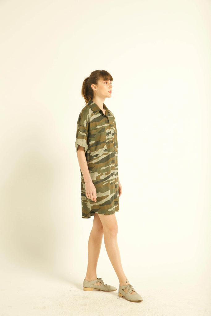 CAMO SHIRT DRESS - dash and dot dash and dot