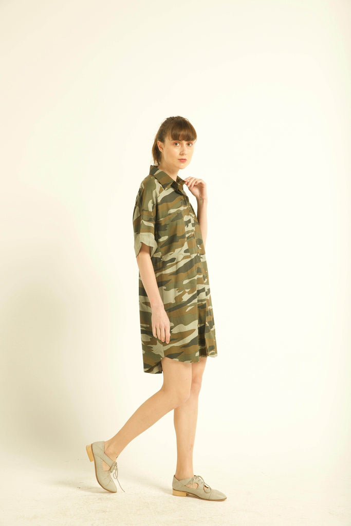 CAMO SHIRT DRESS - dash and dot dash and dot