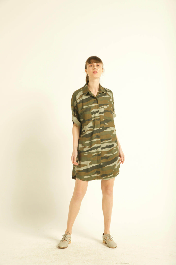 CAMO SHIRT DRESS - dash and dot dash and dot