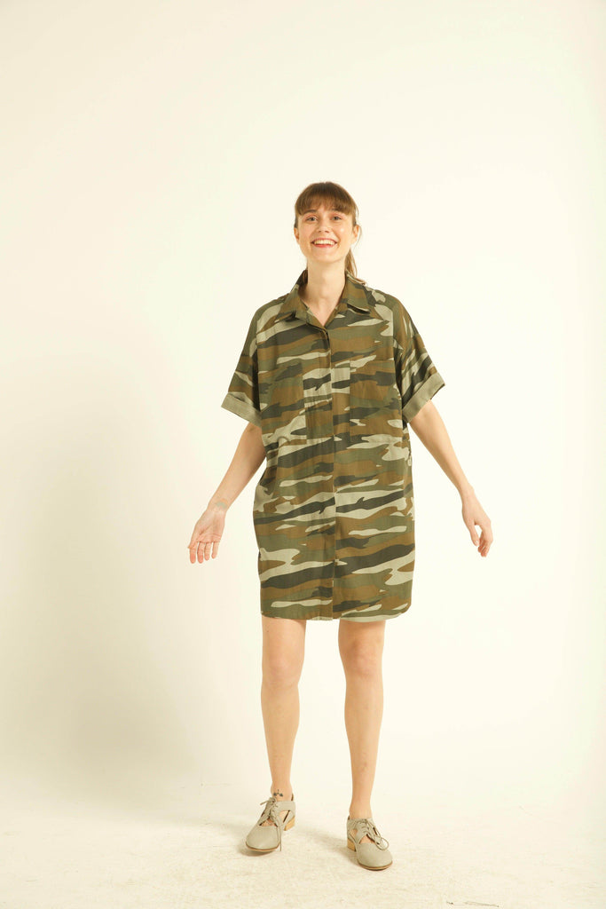 CAMO SHIRT DRESS - dash and dot dash and dot