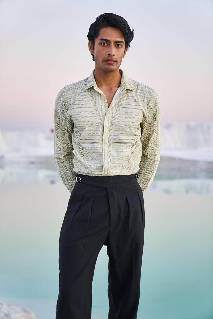 PRINTED CABLE KNIT SHIRT - dash and dot dash and dot